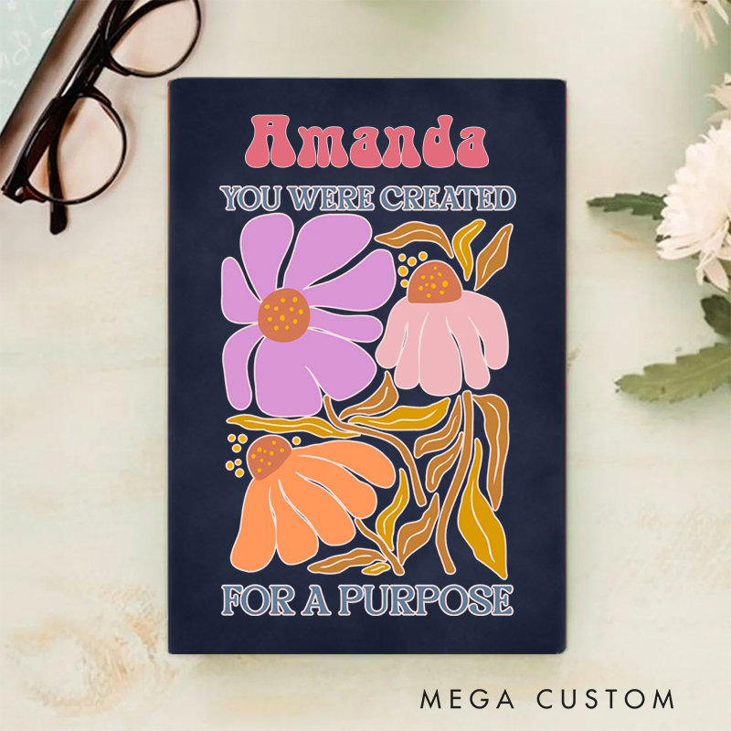 Personalized Multicolor You Were Created for a Purpose A5 Sheepskin Suede Notebook with Name Baptism Birthday Gift for Christians  