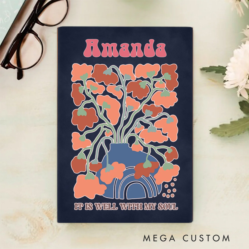 Personalized Multicolor It Is Well with My Soul A5 Sheepskin Suede Notebook with Name Baptism Birthday Gift for Christians  