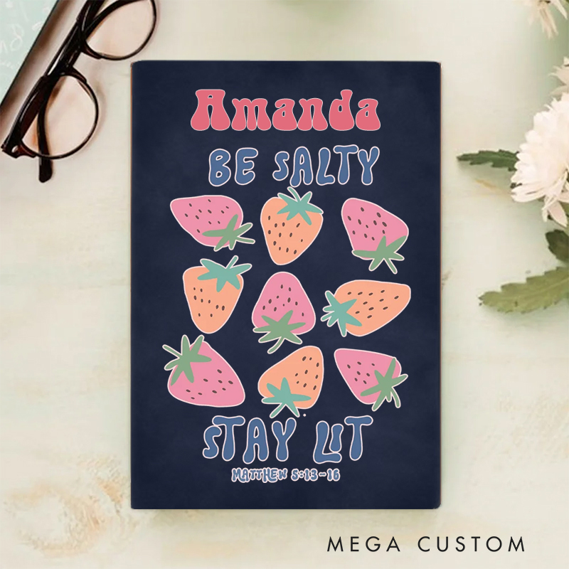 Personalized Be Salty Stay Lit A5 Sheepskin Suede Notebook with Name Baptism Birthday Gift for Christians  