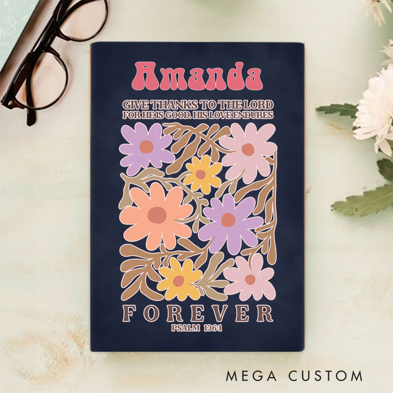 Personalized Give Thanks to the Lord A5 Sheepskin Suede Notebook with Name Baptism Birthday Gift for Christians  