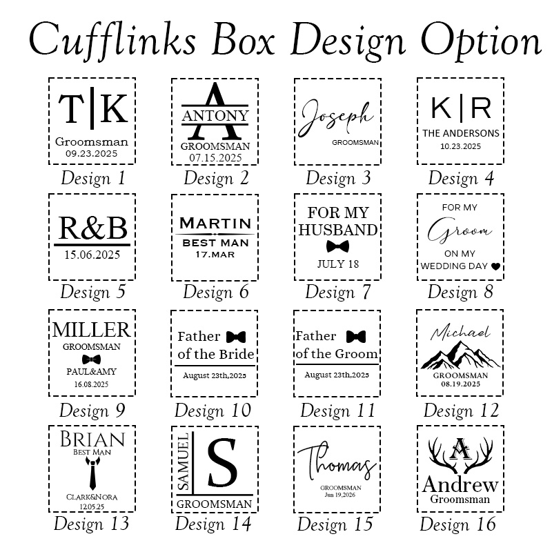 Personalized Wooden Cufflink Box Set Groomsmen Wedding Party Cufflinks Box with Cufflink Best Man Proposal Gift Cufflinks Bachelor Favors Gift