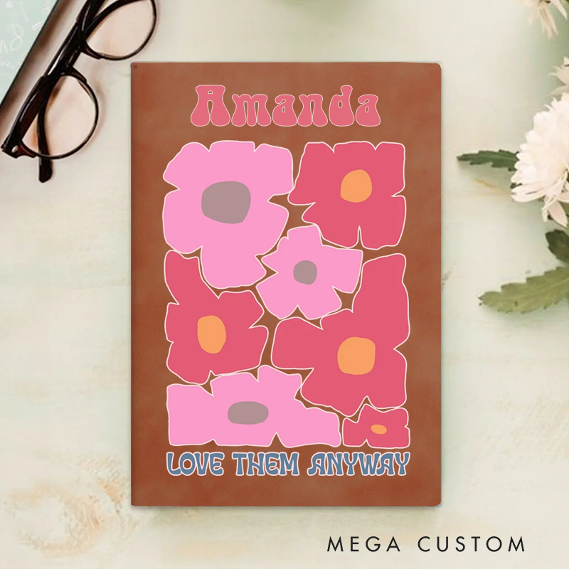 Personalized Multicolor Love Them Anyway A5 Sheepskin Suede Notebook with Name Baptism Birthday Gift for Christians  