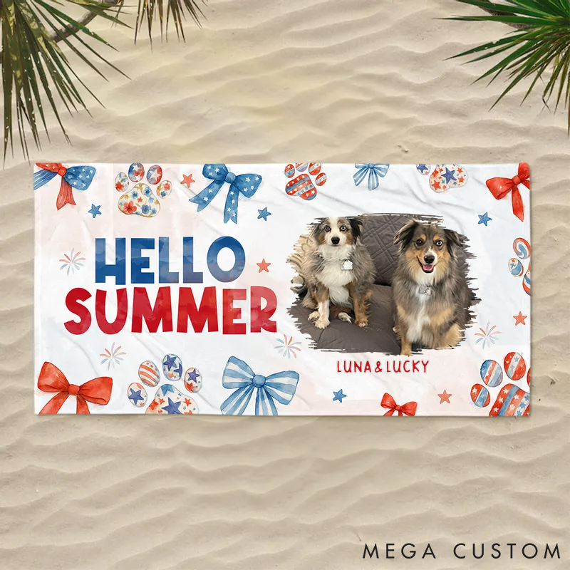 Personalized Dog Lover Just a Girl Loves Her Dog Cartoon Photo Beach Towel