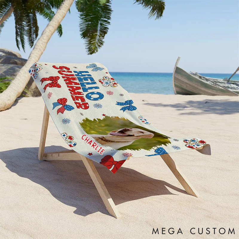 Personalized Dog Lover Just a Girl Loves Her Dog Cartoon Photo Beach Towel