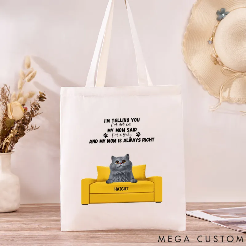 Personalized Cat Lover We're Telling You We're Not Cats Canvas Tote Bag