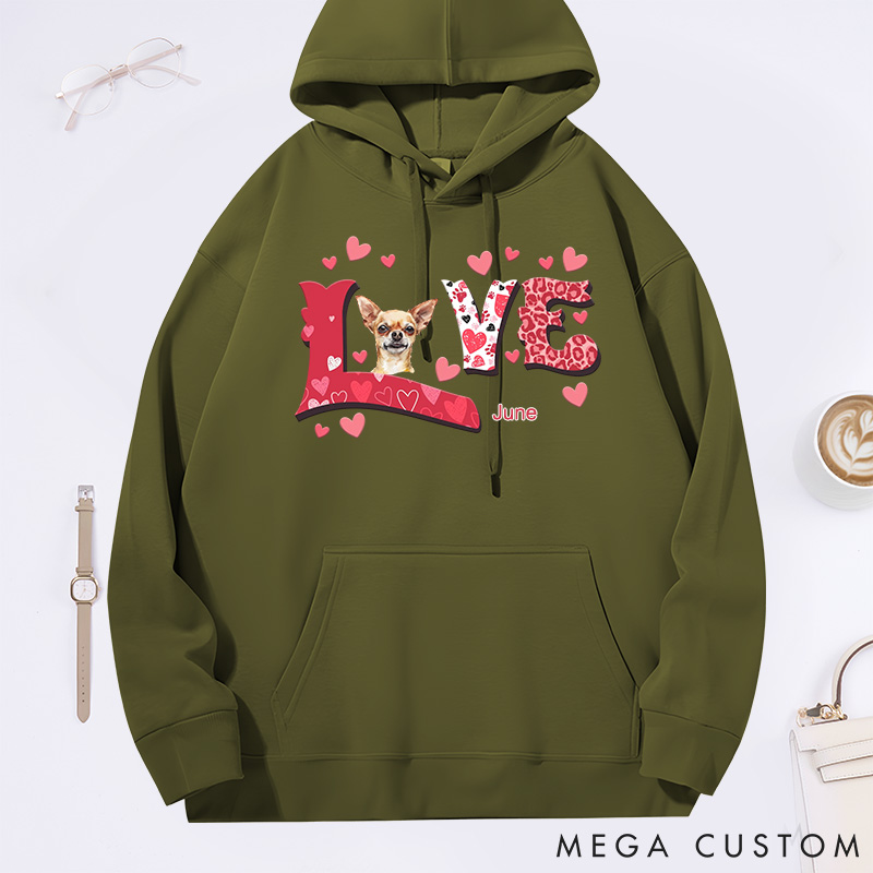 Personalized Dog Lover Love Heart Classic Hoodies