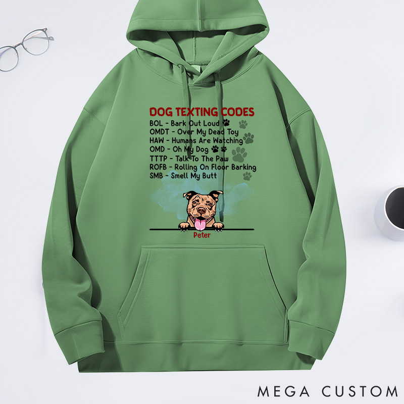 Personalized Dog Lover Dog Texting Codes Classic Hoodies