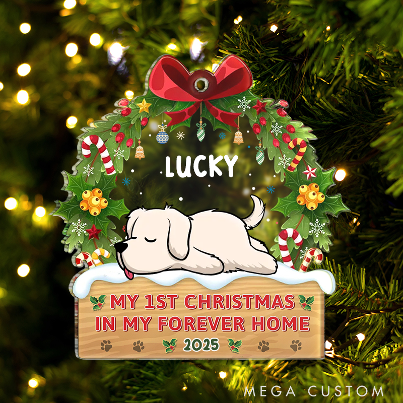 Personalized Dog Lover My 1st Christmas in My Forever Home Christmas Ornament