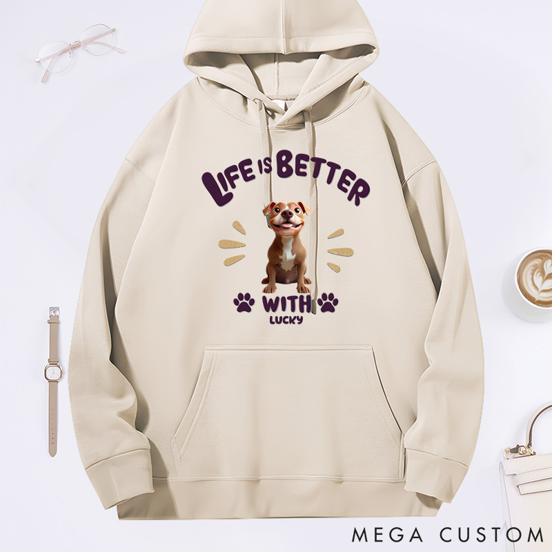 Personalized Dog Lover Life is Better Classic Hoodies