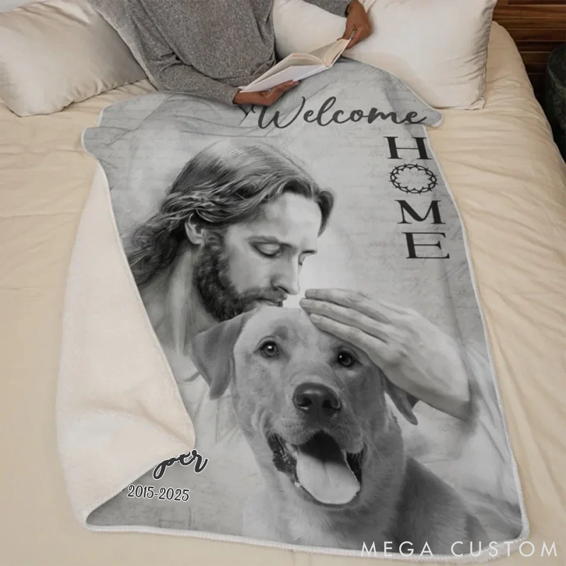 Personalized Pet Lover Custom Photo Welcome Home Throw Blanket