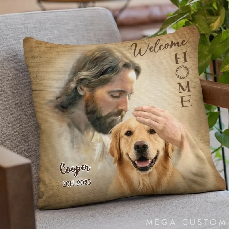 Personalized Pet Lover Custom Photo Welcome Home Throw Pillows