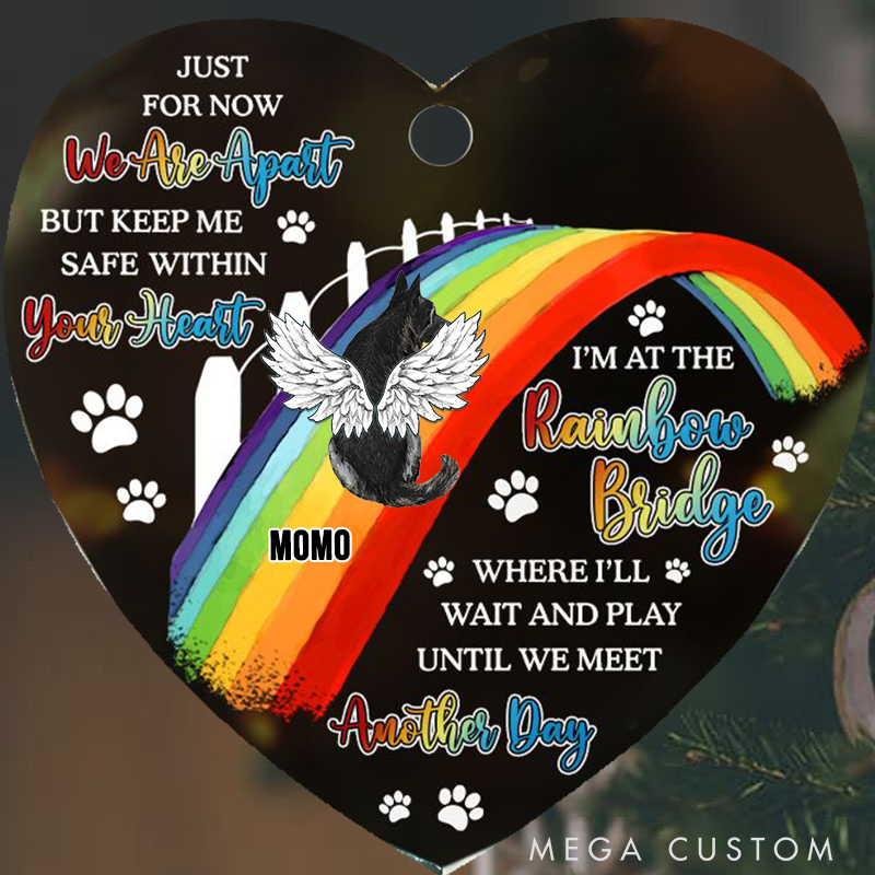 Personalized Dog Lover Dog Memorial We'll Wait and Play at the Rainbow Bridge Ornament
