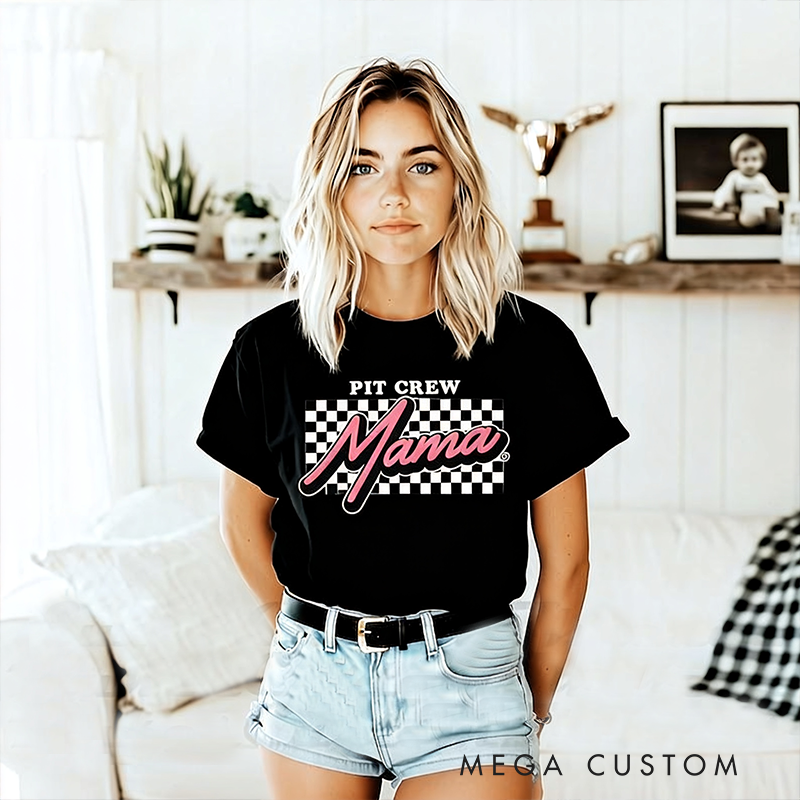 Personalized Racing Gifts Custom Pit Crew Shirts with Name Matching Mommy Daddy T-Shirts for Couple or Family