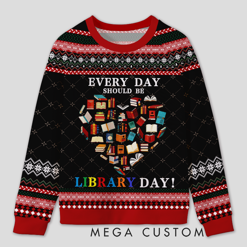 Personalized Library Day Celebration Ugly Sweater Office Holiday Party Gift for Librarians