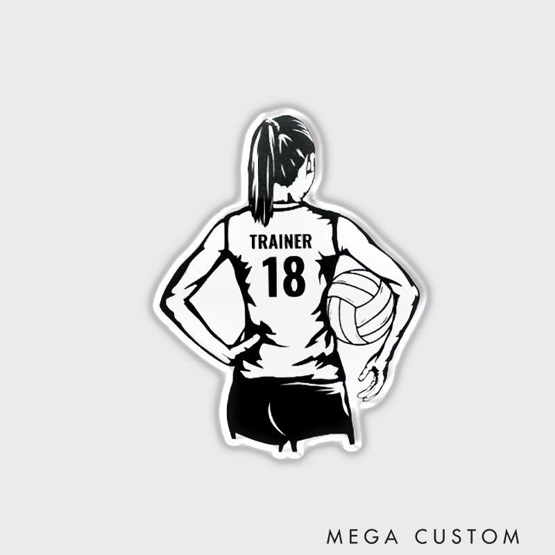 Personalized Volleyball Player Decal Fridge Magnets with Custom Player Name and Number on the back