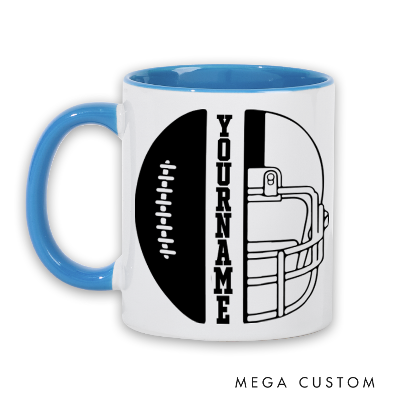 Personalized Football Mug with Custom Name and Helmet Design
