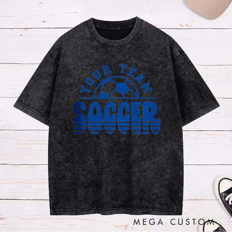Personalized Team Soccer Washed T-Shirt with Custom Team Name