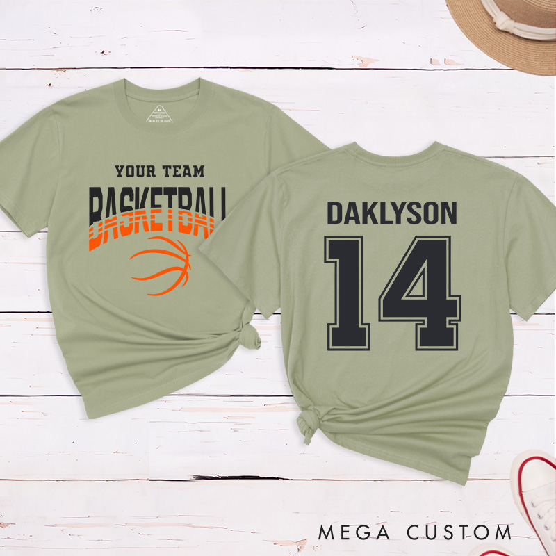 Personalized Basketball T-Shirt with Custom Team Name Player Name and Number Design on Front and Back