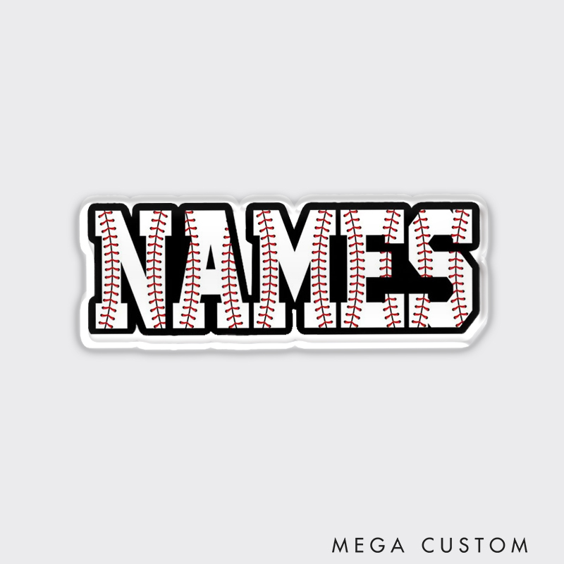 Personalized Athletic Fridge Magnet with Baseball-Themed Text Design and Custom Name  