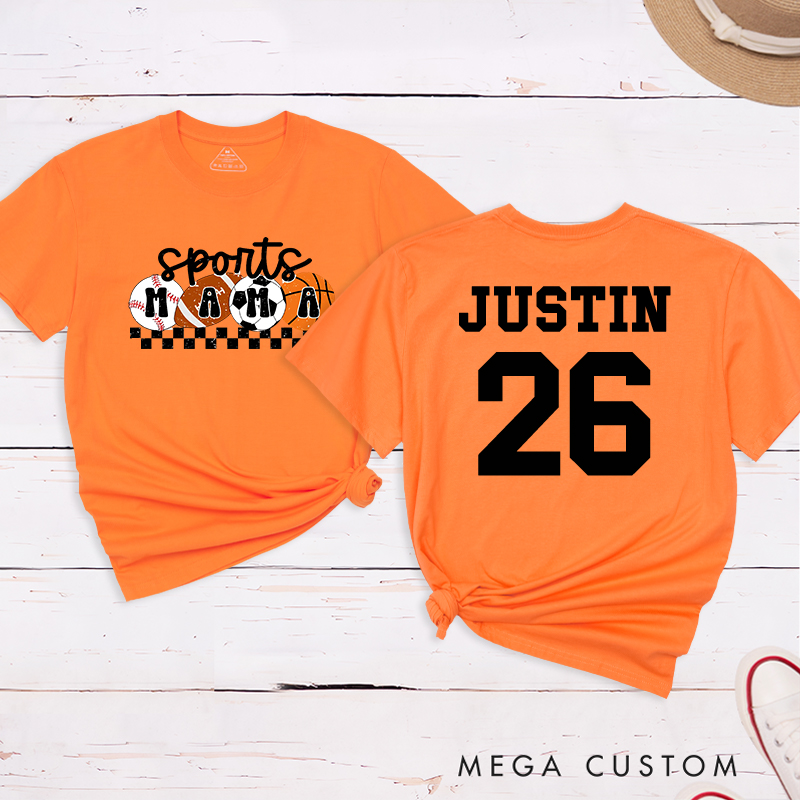 Personalized Sports Mama T-Shirt with Custom Name and Number