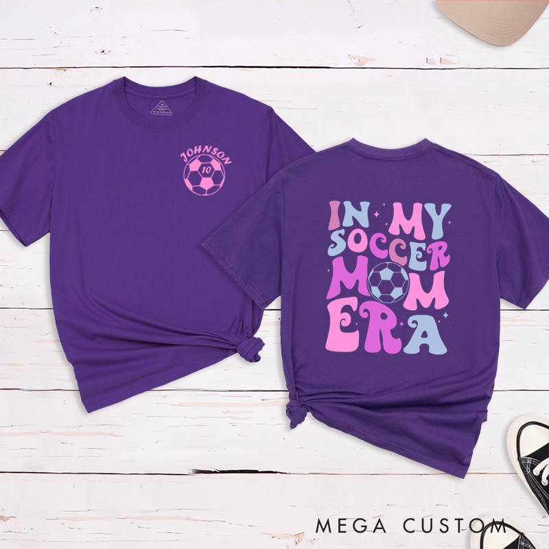 Personalized Soccer Mom T-Shirt with Custom Name, Number, and Fun Graphic Design