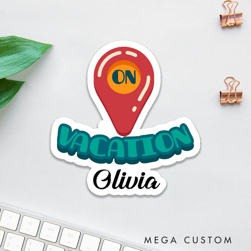 Personalized On Vacation Sticker Retro Stickers for Traveling Lovers Funny Gift for Travelers
