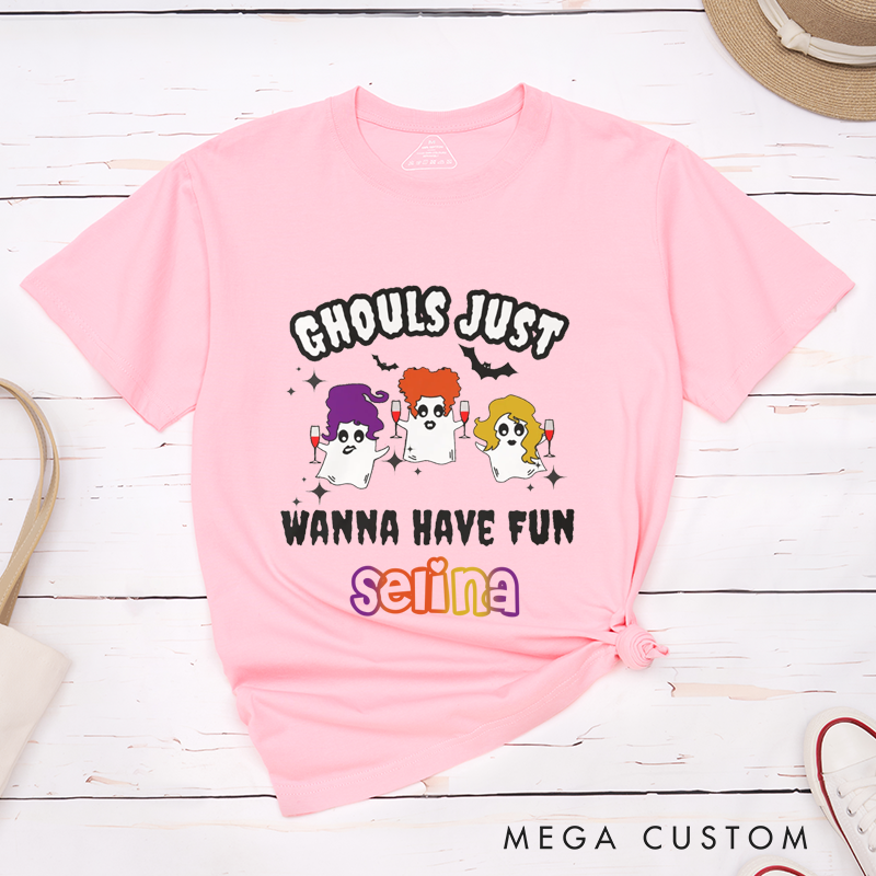 Personalized Halloween Party Booys and Ghosts Funny T-Shirt Couple Halloween Matching T-Shirt 