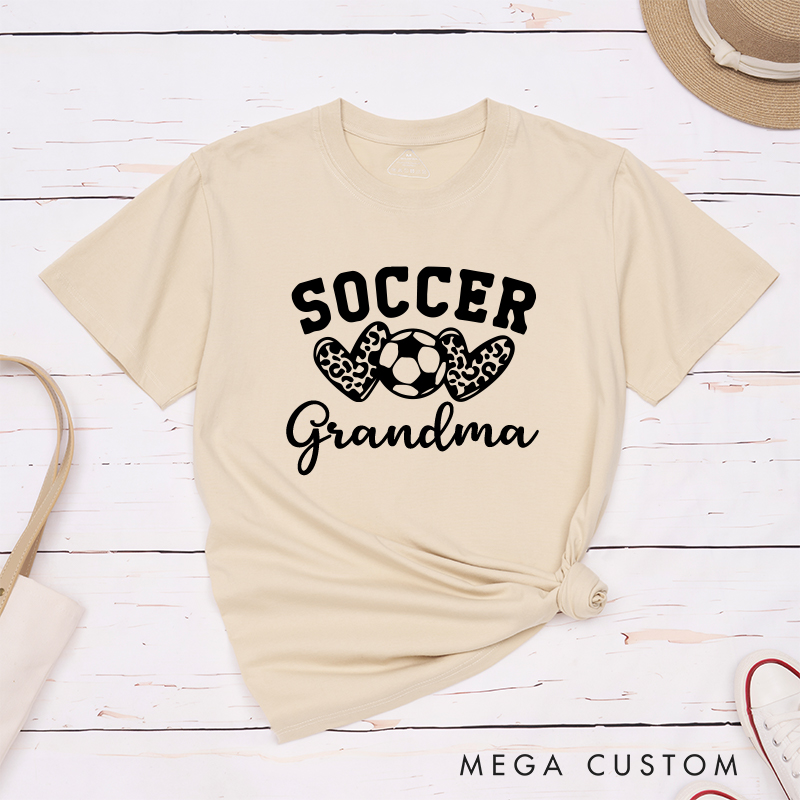 Personalized Soccer Leopard Heart T-Shirt with Custom Text