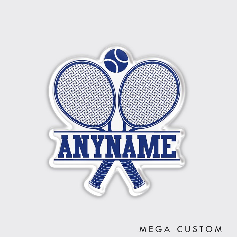 Personalized Tennis Lover Fridge Magnet Crossed Rackets with Your Name 