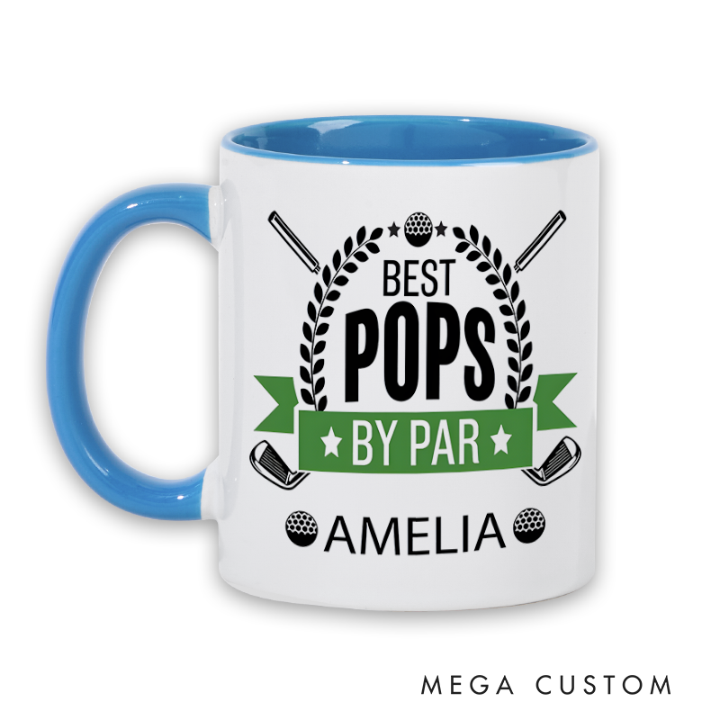 Personalized Golf Mug with "Best Pops By Par" Design Featuring Custom Name and Golf-Themed Decoration Thoughtful Gift for Golf-Loving Dads