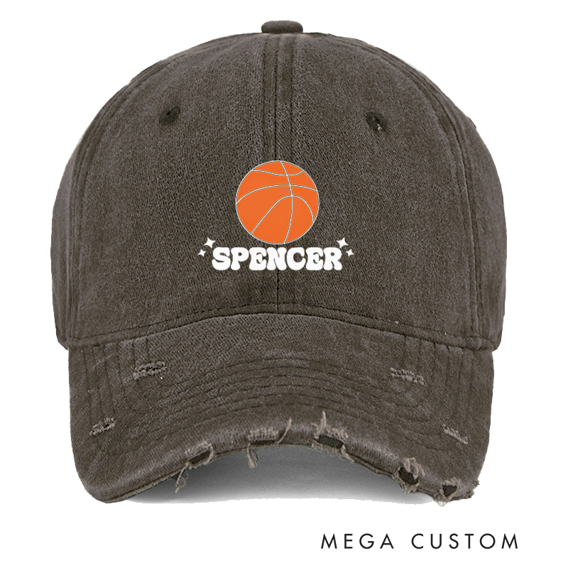 Personalized Basketball Distressed Cap with Custom Name Design