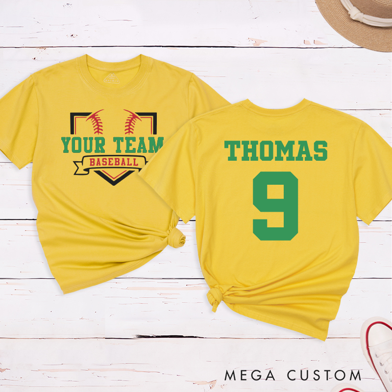 Personalized Team Name Baseball Home Plate Design T-Shirt