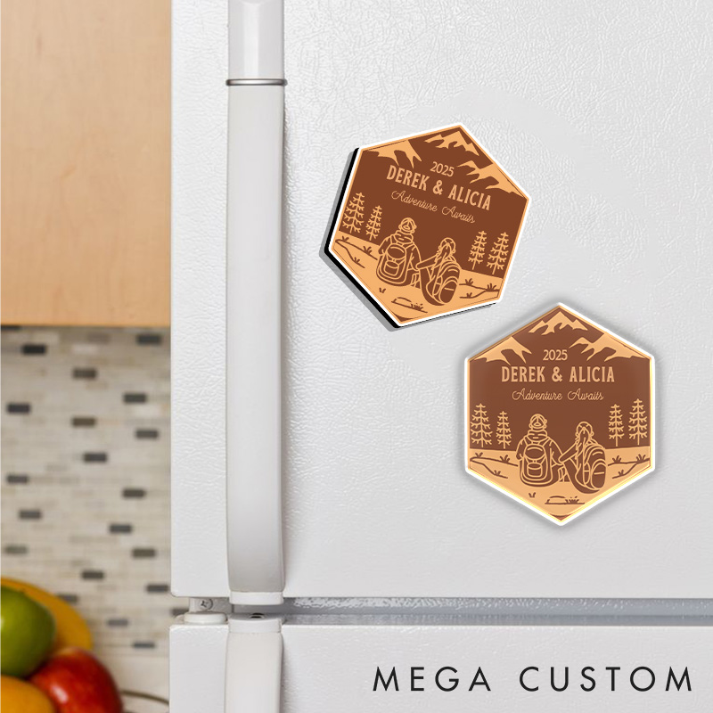 Personalized Hiking Couple Magnet National Park Couples Gift Unique Custom Outdoors Gifts for Hikers Backpackers Happy Camper Outdoors Lover