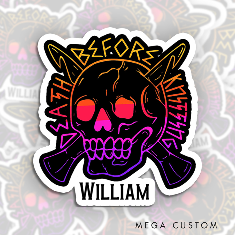 Personalized Death before Knitting Sticker Halloween Crochet Lovers Sticker Crocheter Gift Skull Sticker