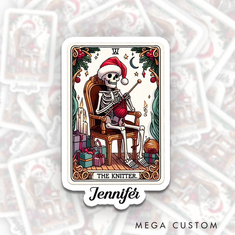 Personalized The Knitter Tarot Sticker Christmas Knitting Lovers Sticker Knitter Gift Yarn Lover Sticker
