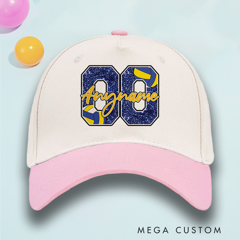 Personalized Volleyball Cotton Two Tone Cap with Custom Name and Number for Players and Fans