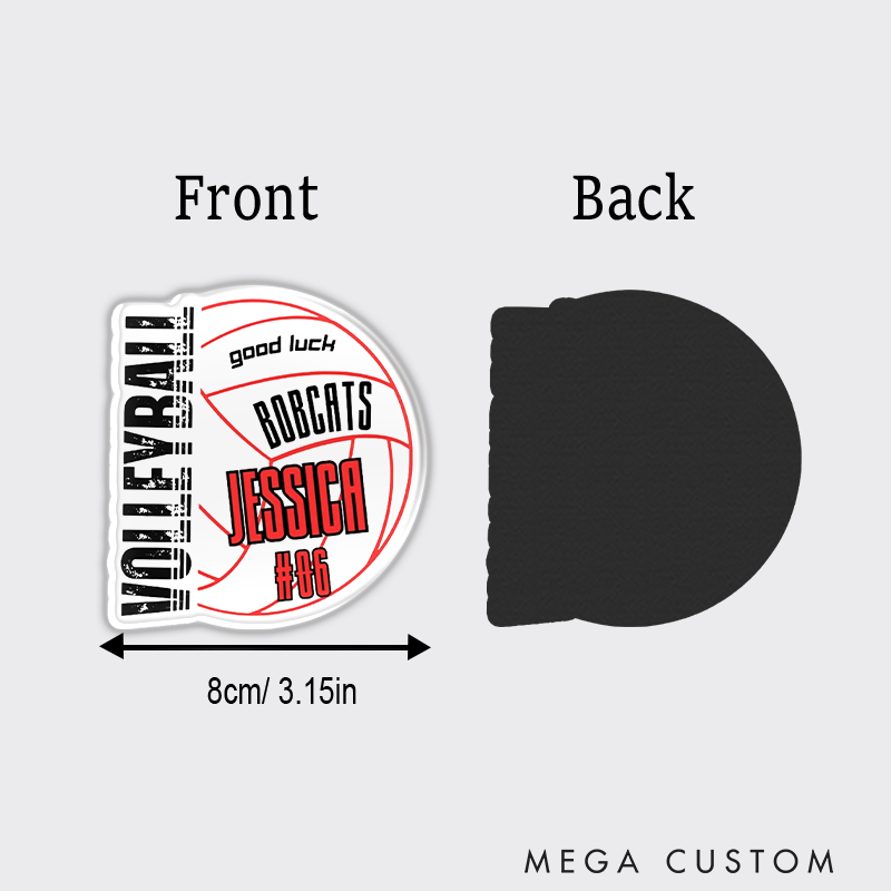 Personalized Good Luck Volleyball Fridge Magnets with Custom Team Name, Player Name and Number for Sporter