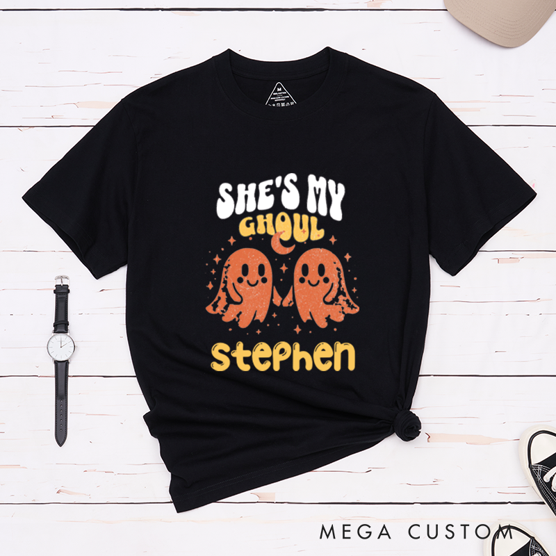 Personalized Funny Halloween Couple Matching T-Shirt She's My Boo He's My Boo Halloween Matching Shirt For Couple 