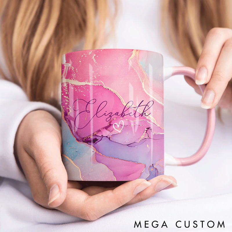Personalized Marble Mug Custom Name Ceramic Coffee Cup Elegant Design Perfect for Tea Coffee or Gift for Women