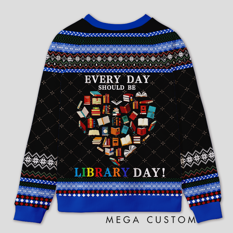 Personalized Library Day Celebration Ugly Sweater Office Holiday Party Gift for Librarians