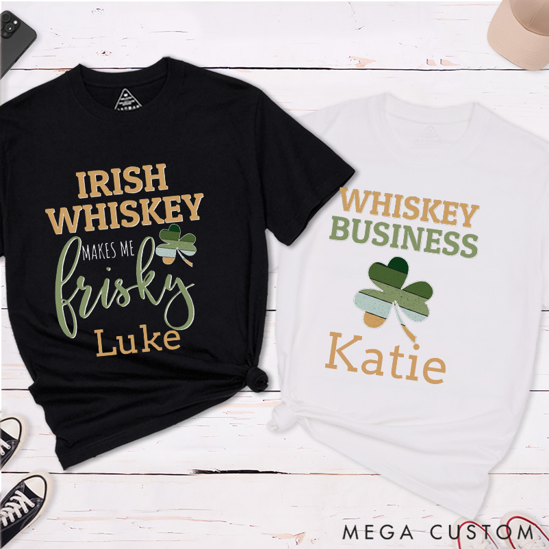 Personalized Irish Couple St. Patrick's Day Matching T-Shirt Shamrock Couple Shirt