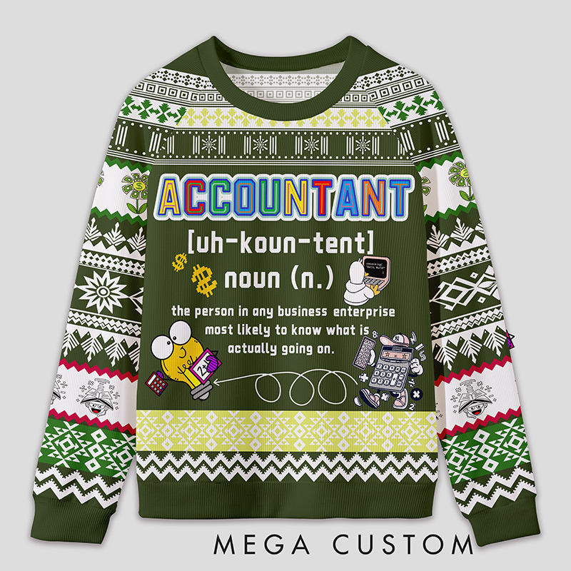 Personalized Energetic Accounting Funny Ugly Sweater Office Holiday Party Gift for Finance Pros