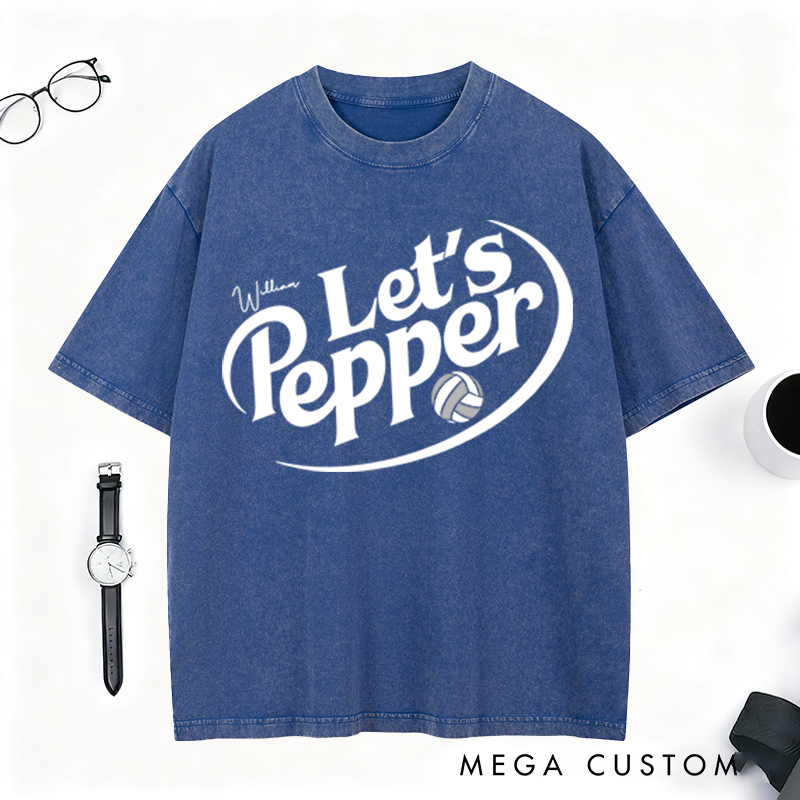 Personalized Volleyball Washed T-Shirt with Custom Name and Design