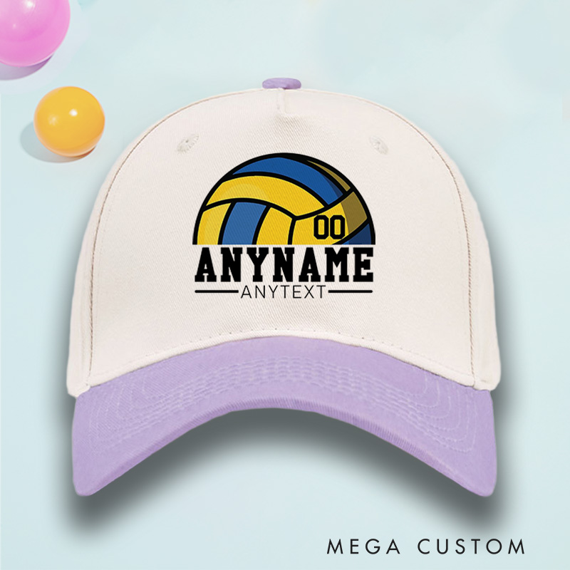 Personalized Volleyball Cotton Two Tone Cap with Custom Player Name, Jersey Number and Text