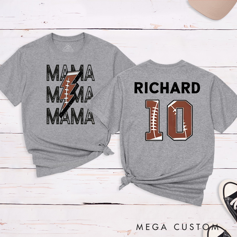 Personalized American Football and Rugby Mama T-Shirts Featuring Custom Your Name – Personalized for Game Day Pride