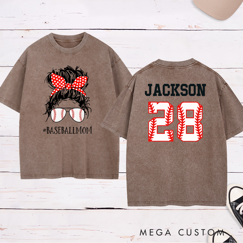 Personalized "BaseballLife" Trendy Washed T-Shirt with Custom Name