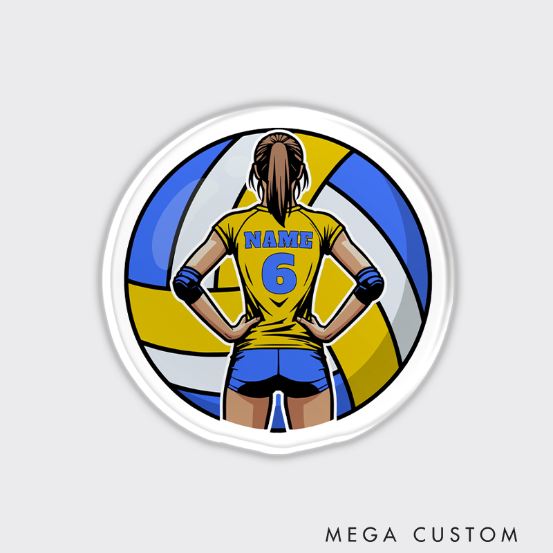 Personalized Volleyball Fridge Magnets with Custom Sporter Name and Number for Players and Fans