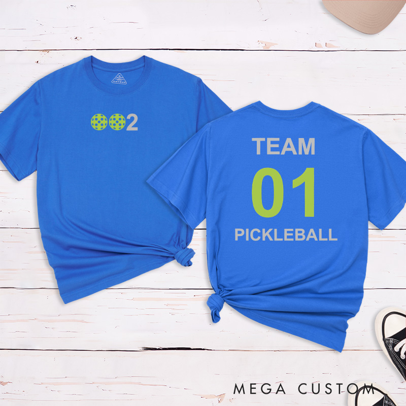 Personalized Pickleball T-Shirts Featuring Team Name and Number - Custom Pickleball Gear