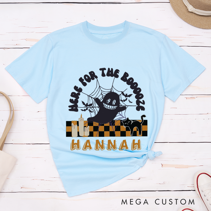 Personalized Here for the Booooze Funny Couple Matching Halloween T-Shirt