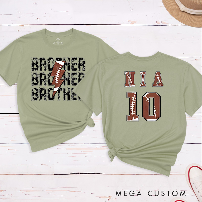 Personalized American Football and Rugby Brother T-Shirts with Custom Name and Number